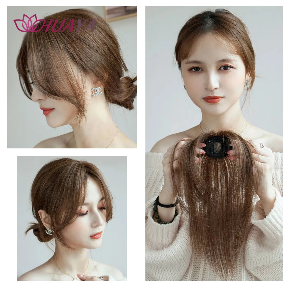 HUAYA 3D Middle Part Bangs Clip In Hair Extensions  Women's Fake Bang Synthetic hair Top Front Hair Pieces images - 6