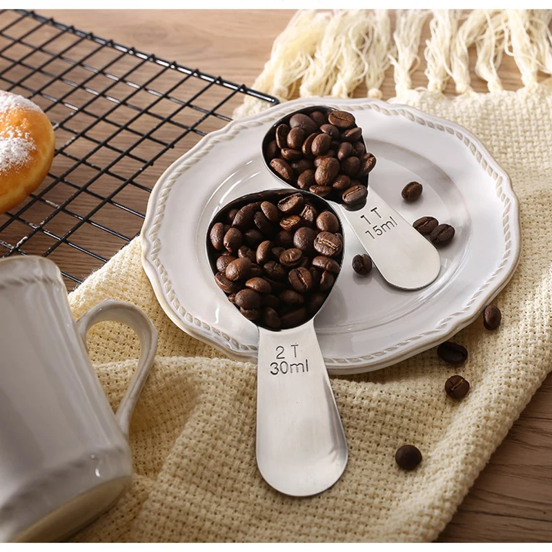 

15ML/30ML Coffee Measuring Spoon Stainless Steel Coffee Scoop with Scale For Coffee Tea Milk Powder Household Kitchen Tools