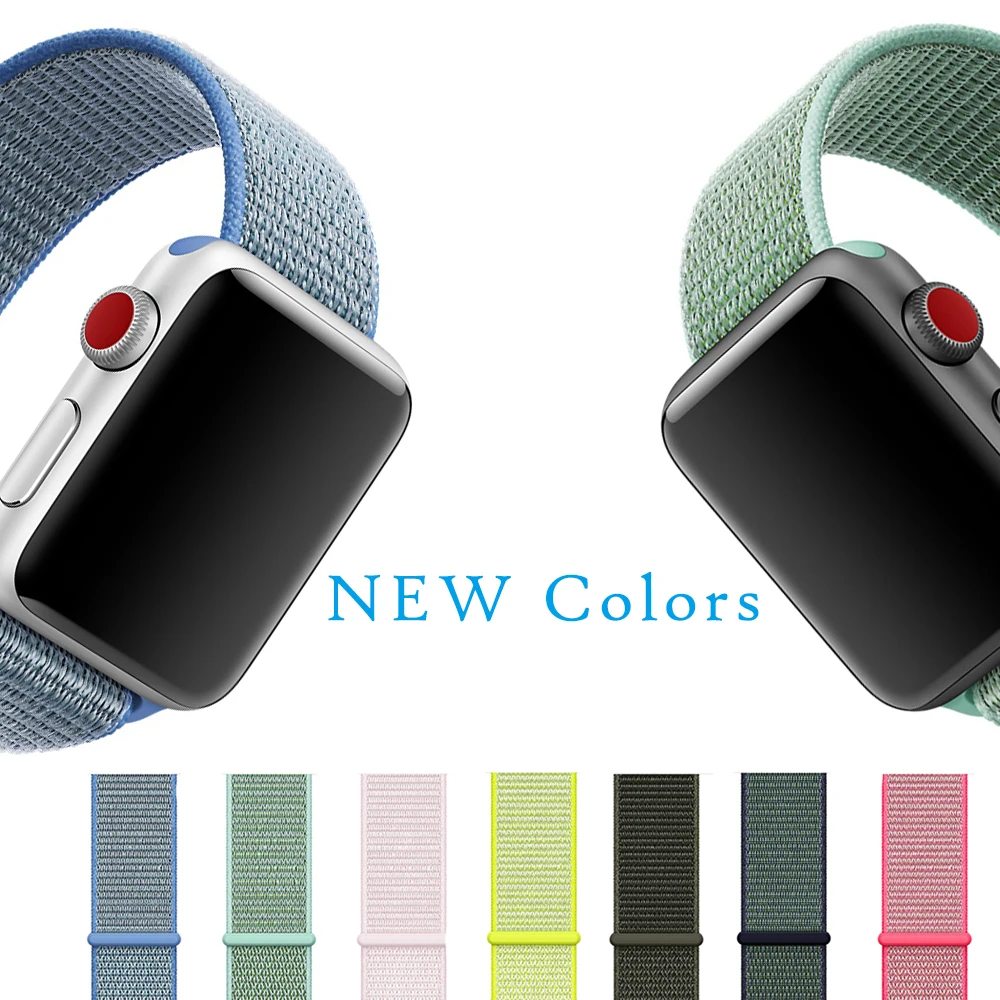 Цветной нейлоновый спортивный ремешок для Apple Watch серии 1/2/3 легкий мягкий дышащий