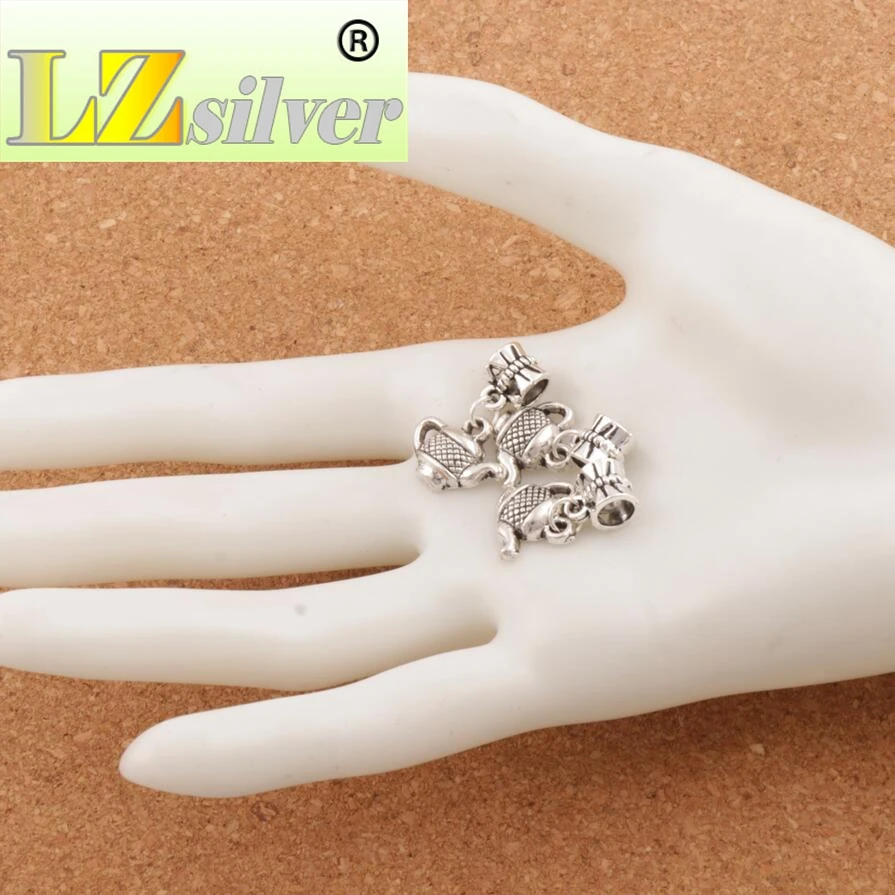 Tea Pot Charm Beads 23.2x15.3mm 100PCS zinc alloy Dangle Fit European Bracelets Jewelry DIY B405