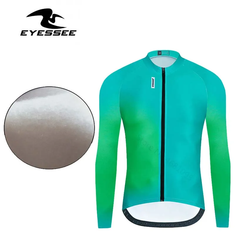 

Новейший Топ EYESSEE, вело-Джерси, зимняя трикотажная одежда с длинным рукавом для велосипеда, термофлисовая одежда для горных велосипедов, три...