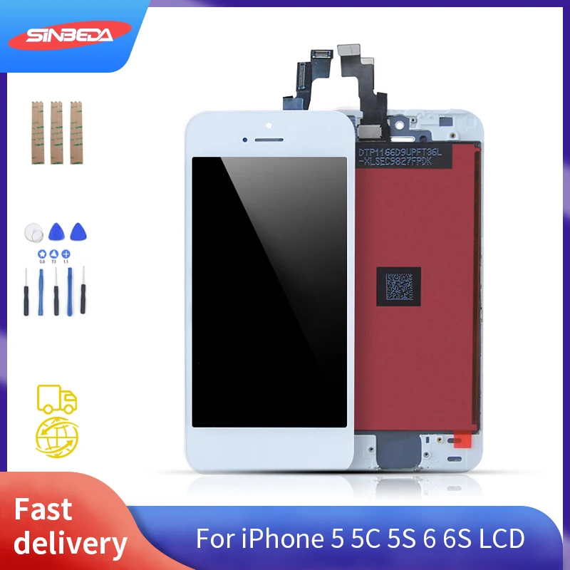 

ЖК-дисплей Sinbeda для iPhone 6, 6S, сенсорный экран с цифровым преобразователем в сборке, 3D сенсорный экран для iPhone 5, 5C, ЖК-экран для iPhone 6, 6S