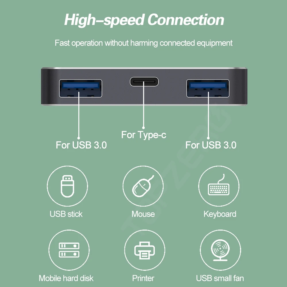 Высокоскоростной Разветвитель USB 3.0 типа C умная док-станция с 3 портами