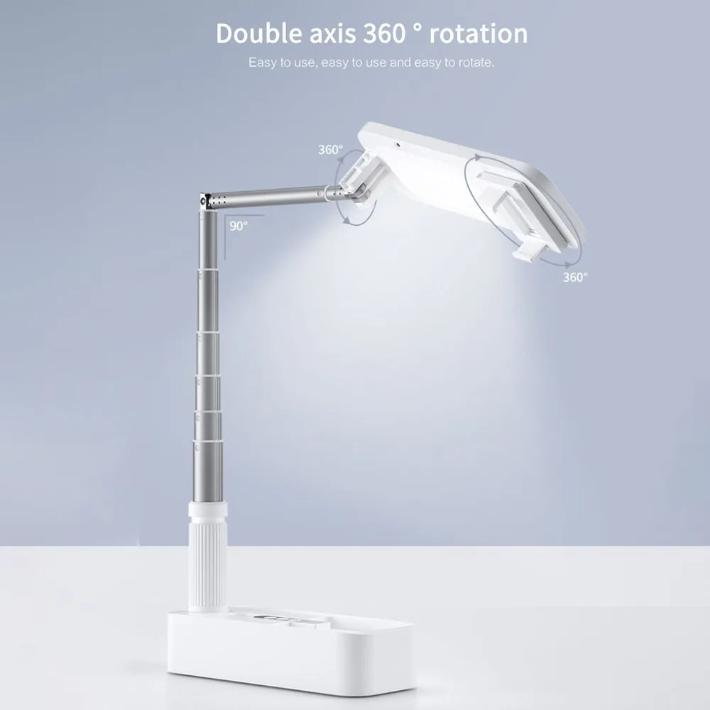 aubess portable phone holder retractable wireless live broadcast stand wireless dimmable led fill light selfie for living video free global shipping