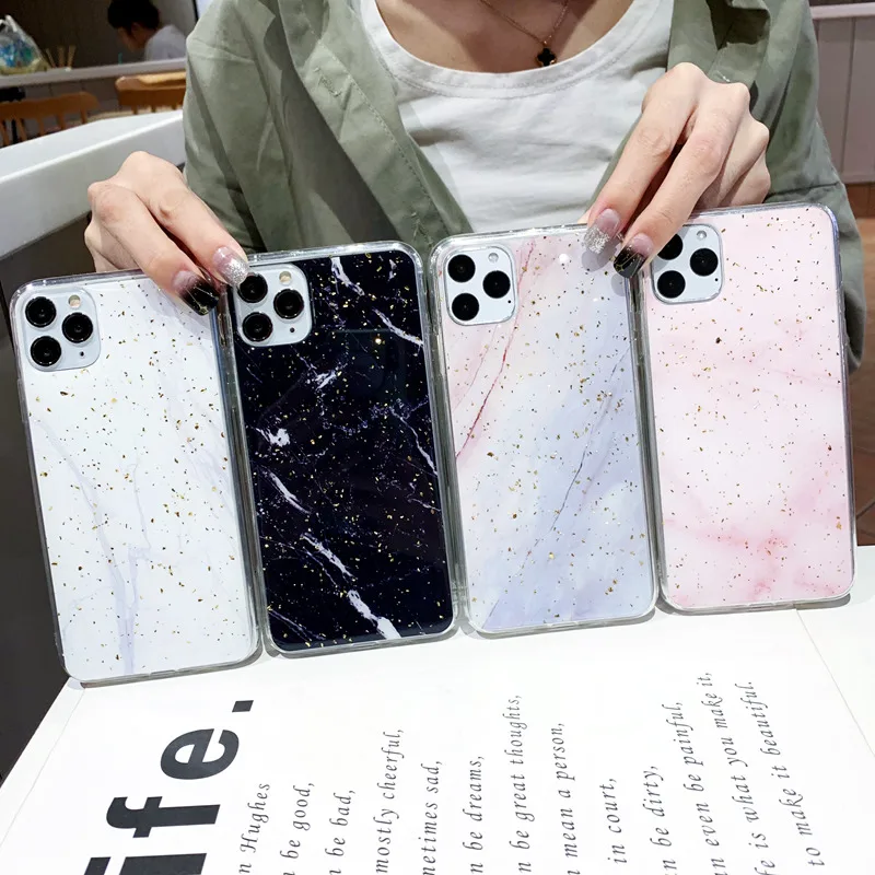 Блестящий чехол для телефона с золотой фольгой и мрамором для iPhone 11, 6, 6 S, 7, 8 Plus, X, XR, XS Max, мягкий чехол из ТПУ для iPhone 11 Pro, Max, блестящая задняя крышка