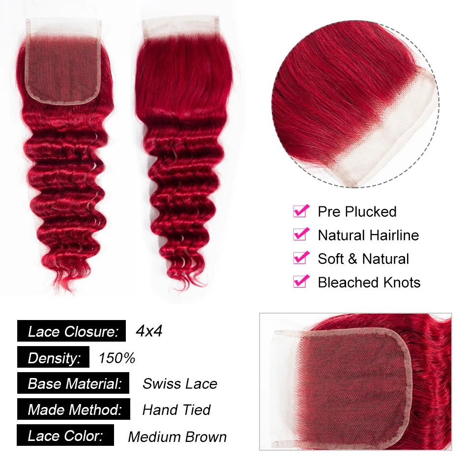 Recool свободная глубокая волнистая закрытие красный бордовый медовый блонд 1B 27 30