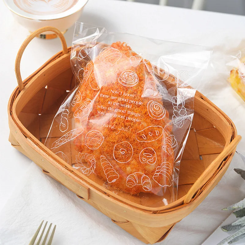 100 шт./лот прозрачный пакет для хлеба пластиковые ПВХ пакеты упаковки выпечки