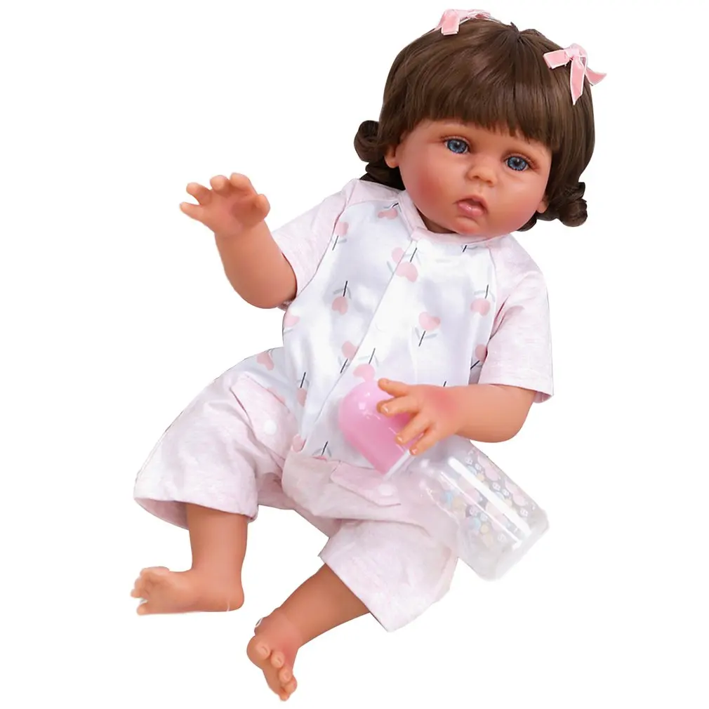 

Doll reborn toddler 47cm soft silicone reborn baby dolls soft lifelike Brown Blonde Hair surprise girl Clothes gifts