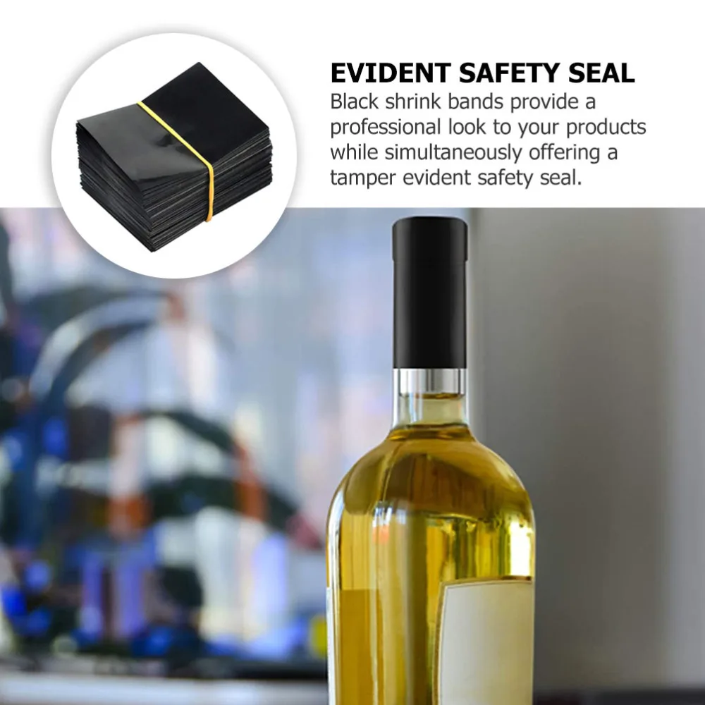 

100pcs Heat Shrink Wrap Sealer Essential Oil Bottle Black Shrink Bands