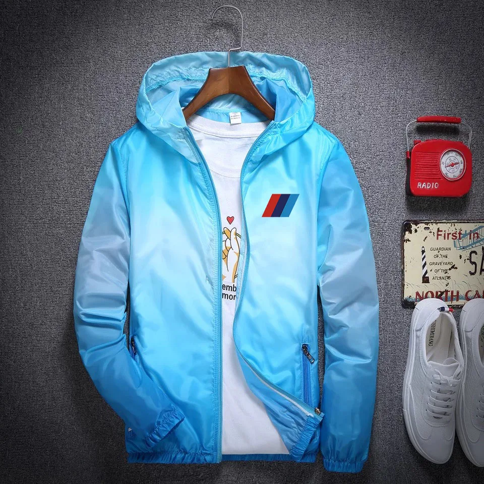 

New 2021 Men's Color Sunscreen Coat Men's Spring Fall Outdoor Sports Hooded Coat Windbreaker Zipper Coat