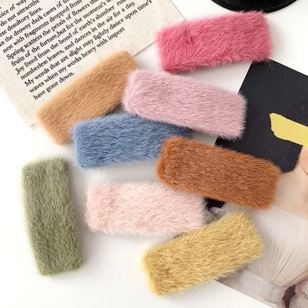 

1PC Faux Fur Waterdrop Hair Clips Plush Hairpins 2019 Winter Soft Candy Color Barrettes Hair Accessories Bangs BB Clips Grips
