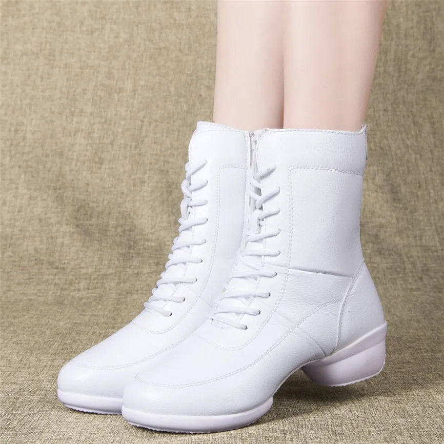 Женская обувь черные теплые ботинки современный танцевальный Джаз мягкая