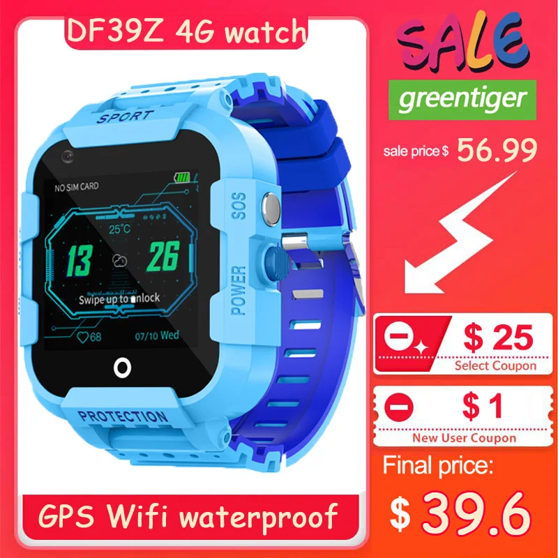 4G GPS Kids Smart Watch GPS Tracker IP67 Waterproof Video Call Camera LBS WIFI Location Smartwatch Clock Kid Gift Watch birthday