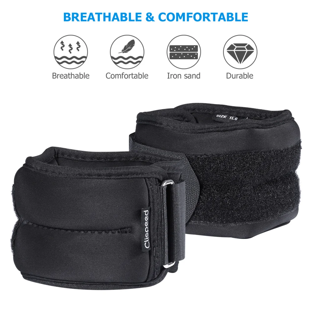 

Clispeed 2PCS Ankle Weights Wrist Weights Sand Filling Adjustable Straps for Walking Jogging Gym Fitness Exercise Gymnastics (1l