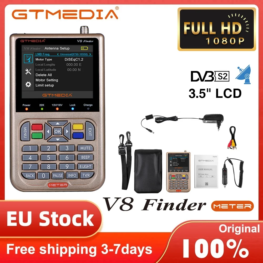 

GTMEDIA V8 Finder 2 Satellite Signal Finder DVB-S/S2/S2X Digital 1080P HD H.265 VS ST-5150 V8 FINDER PRO WS6933 WS6980 In Stock