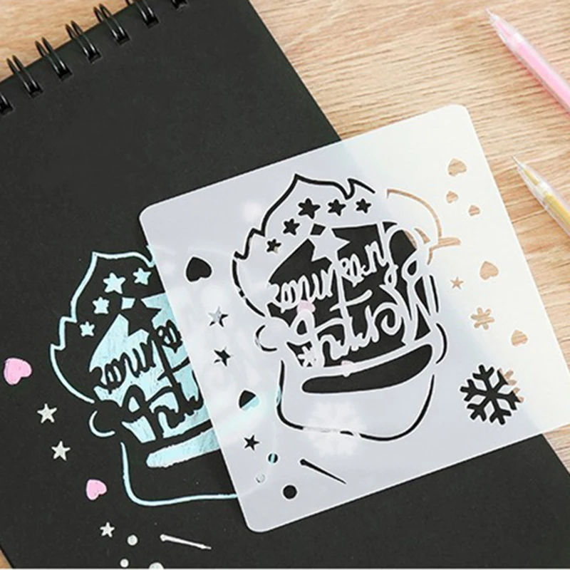 12 шт. Рождественский трафарет Санта Клаус Снеговик Снежинка пластиковый шаблон