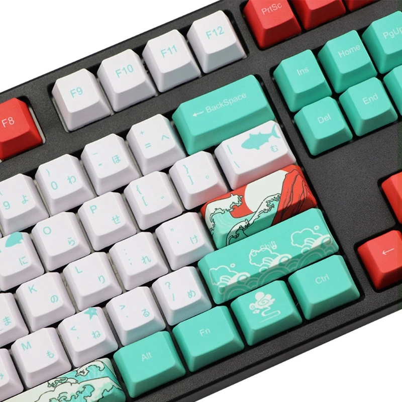 

110 Japanese OEM Dye Sublimation Ukiyo-e Sea Waves Keycap Mechanical Keyboard N7MC