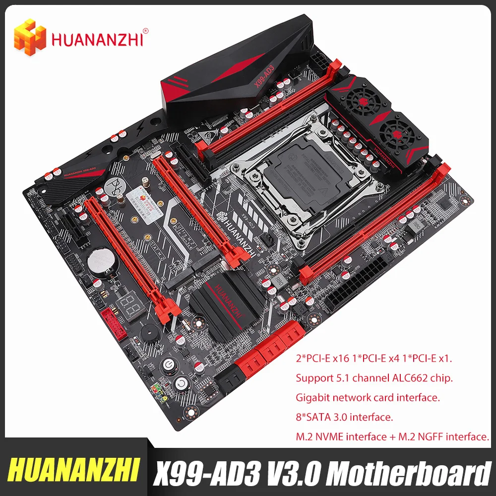 

Материнская плата HUANANZHI X99-AD3 V3.0 DDR3 LGA 2011-3 M.2 PCI-E NVME NGFF ATX, Серверная материнская плата для ПК, 4-канальная память