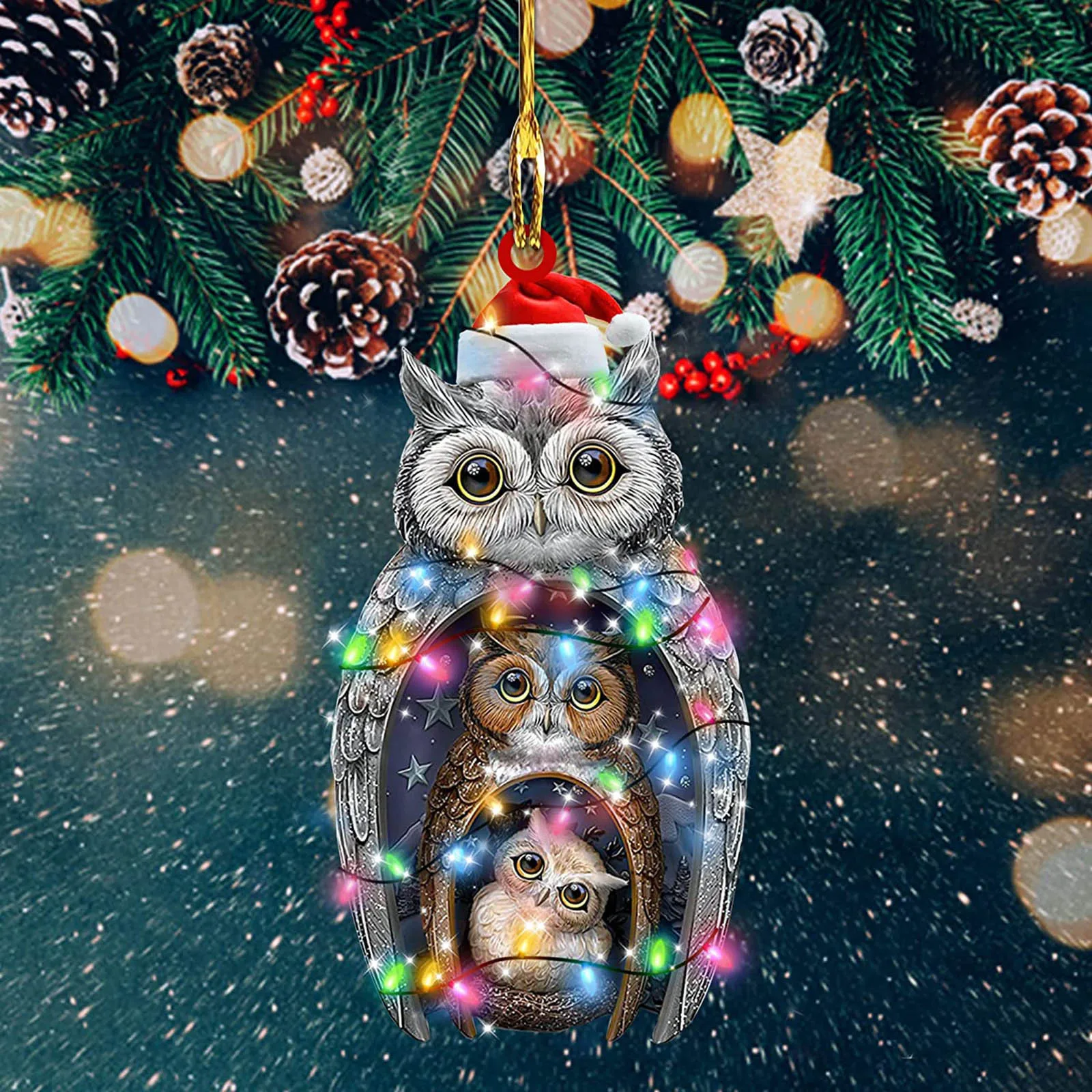 

Шарф, курица, Сова, птицы, украшения для рождественской елки, каплевидное украшение, персонализированный продукт для семьи, подвесной Рожде...