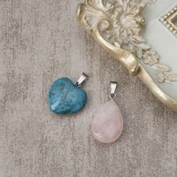 doreenbeads hot fashion women created rose gem stone charm pendants heart pink jewelry gift handmade necklace pendant 1pc
