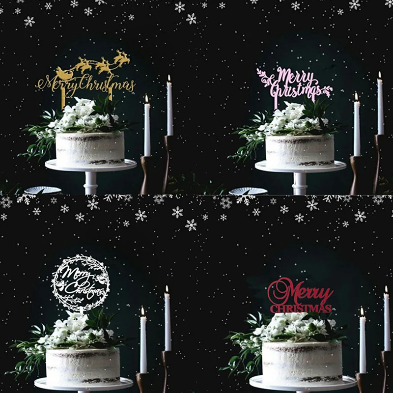 

Creative Merry Christmas Acrylic Cake Topper Christmas Party Cake Decoration