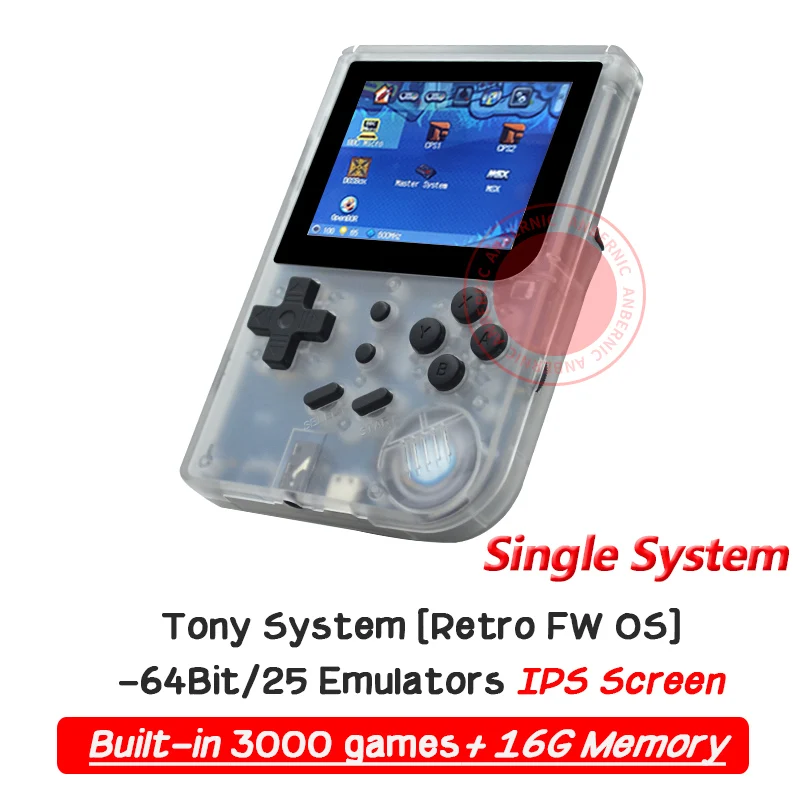 White T 16G ANBERNIC 3-дюймовый Видеоигра портативная игровая консоль 64 bit retro FC игровая приставка PS 1 игровая приставка RG 300 16G+32G 3000 ретро Игры консоль игра - Цвет: White T 16G