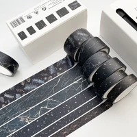 6 pcsset 5m vintage black washi tape grid stripe masking tape decorative adhesive tape sticker scrapbooking diary stationery