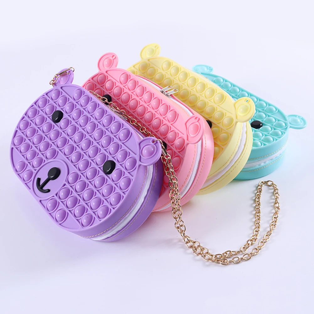 

Silicone Push Bubbles Pencil Bags Bear Shaped Simple Stationary Bag Sensory Pencil Case Antistress Fidget Toys
