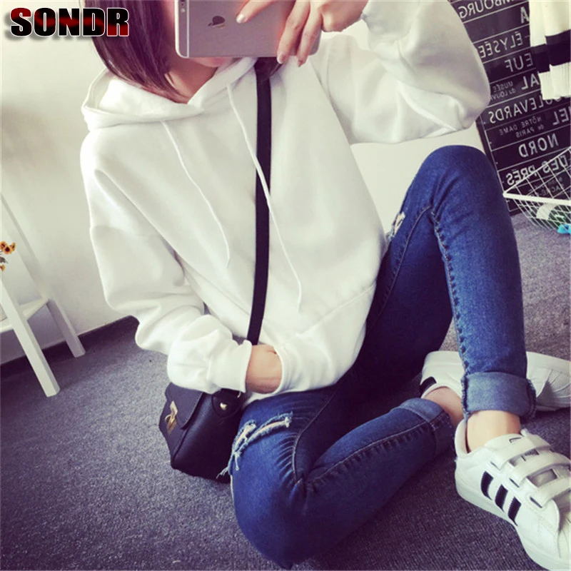 Женская Повседневная Толстовка с капюшоном весна-осень 2020 однотонная толстовка