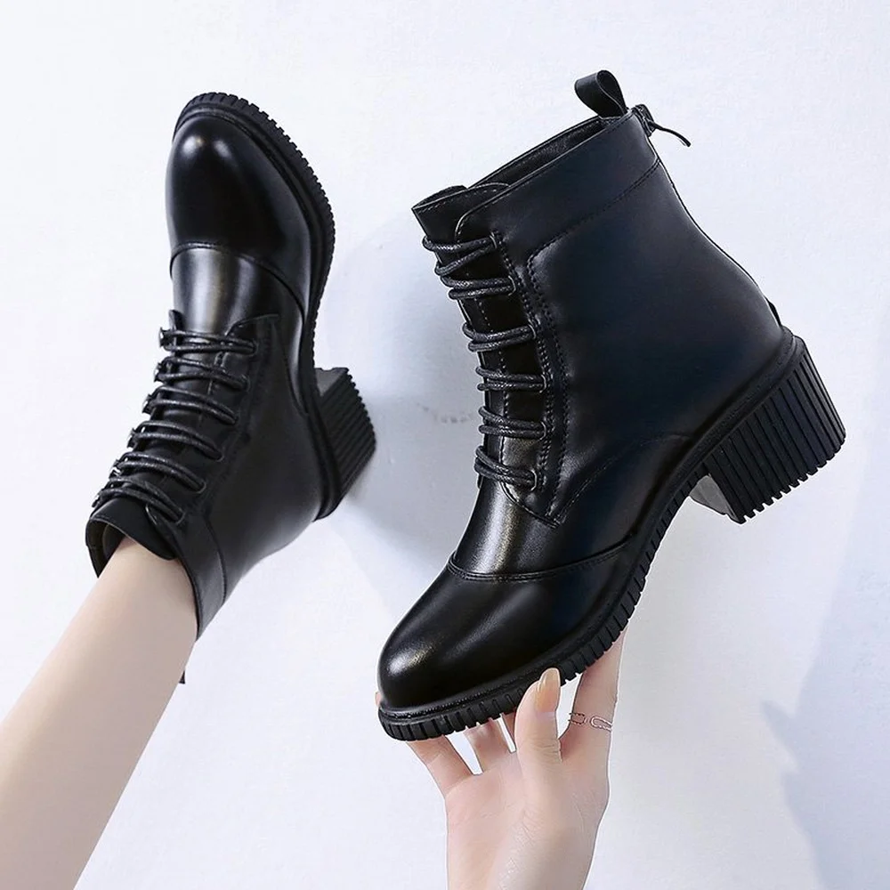 

Ladies boots 2021 winter punk style high heels multicolor lace-up boots are perfect for everyday fashion boots high heel boots