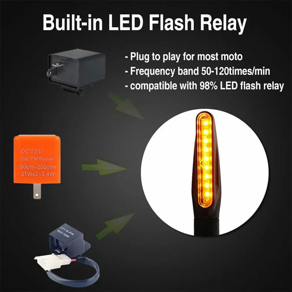 

4pcs Motorcycle LED Turn Signal Electric Vehicle Motoebike Front and Rear General Headlights Signal Lights