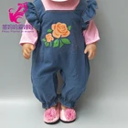 Джинсовая Одежда для куклы, брюки с ремешком 43 см, повседневные Костюмы, аксессуары для кукол, подарки для детей
