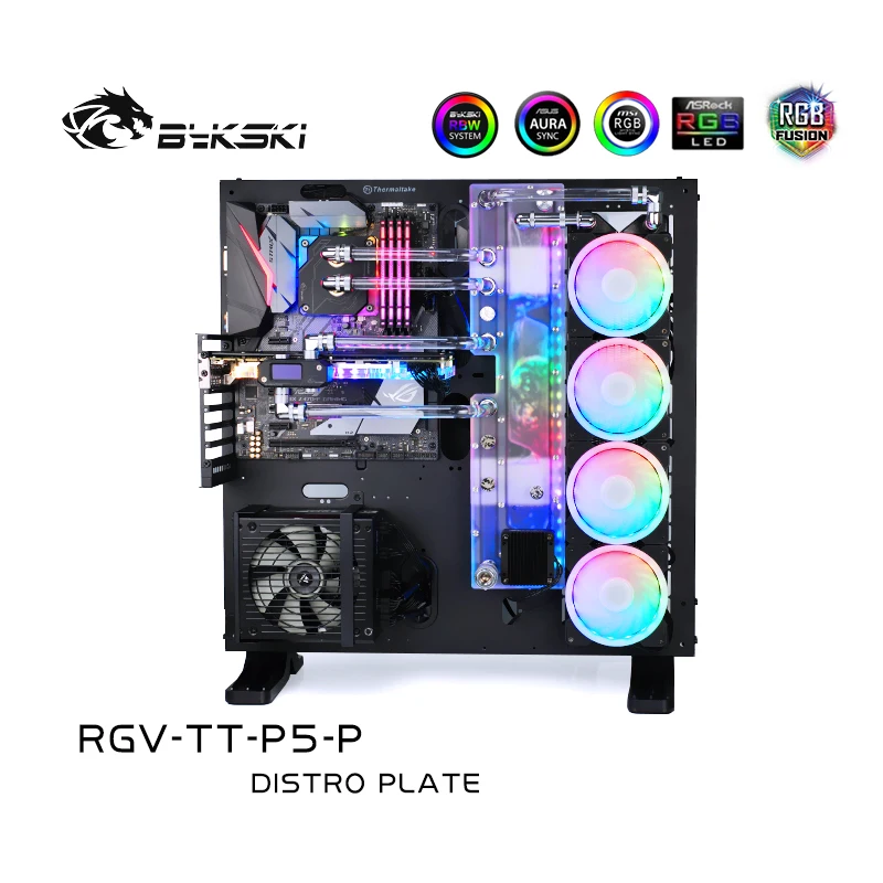 Bykski Distro Plate для TT P5 чехол доски водных путей Intel CPU Water Block & Single GPU Building RGV P|Кулеры и