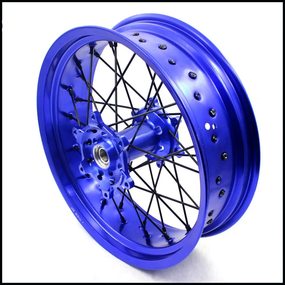 3 5/4 25 Supermoto колеса Supermotard диски набор для YAMAHA YZ250F 2001-2019 YZ450F 2003-2019 синий обод черная