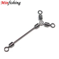 minfishing 25 pcslot long 3 way swivel rolling swivel stainless steel fishing hook connector fishing accessories tool