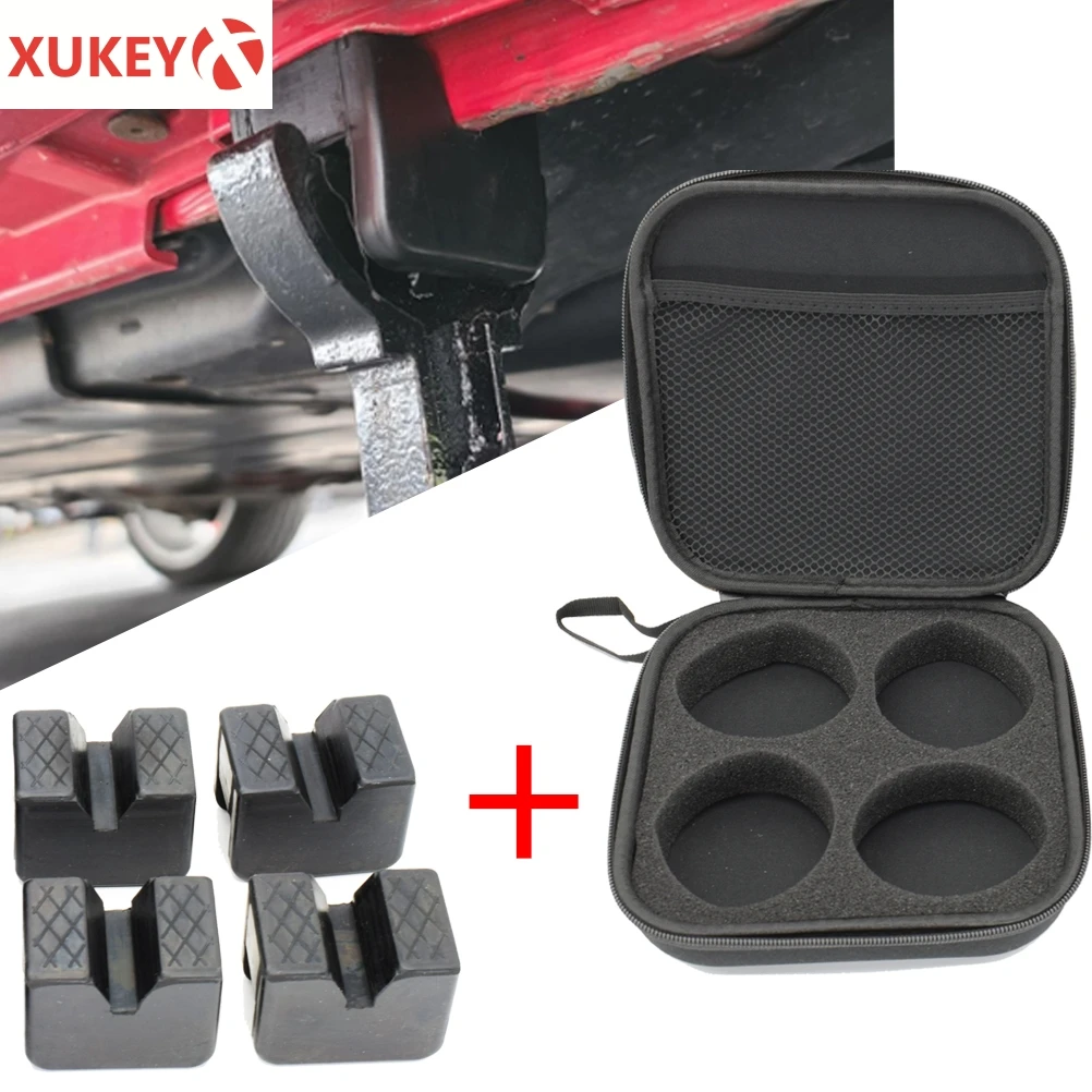 4X Jack Stand Pad Adapter Point W/ Storage Case Box Slotted Frame Rail Guard Portable Support Floor Non-slip Chassis Protector |