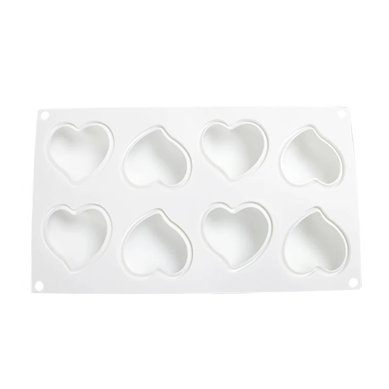 Силиконовая 3D форма в форме сердца 8 отверстий для пудинга капкейка