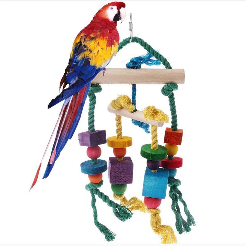 Красочные Бусины игрушки для попугаев подвеска подвесной мост цепочка
