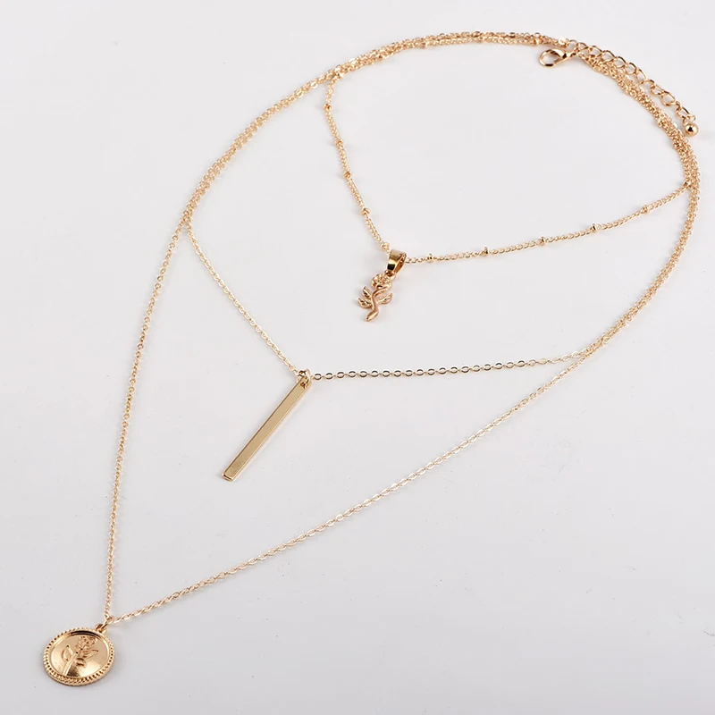 3 шт./компл. Гламурные женские ожерелья с розовым полосовым узором цепочка до