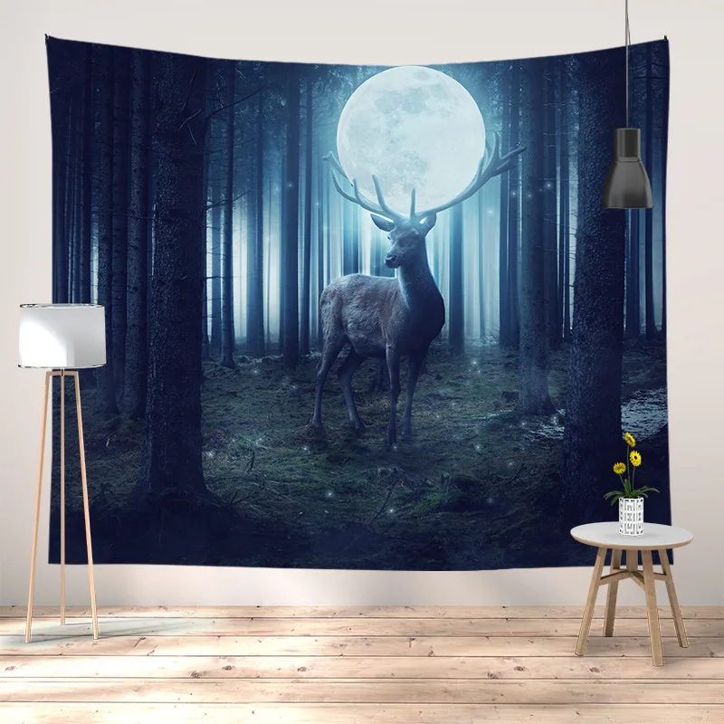 

Night Moon Print Wall Tapestry Vintage Tapestries Art Decoration Wall Blanket Hanging Background Tapestry Bedroom Home Decor