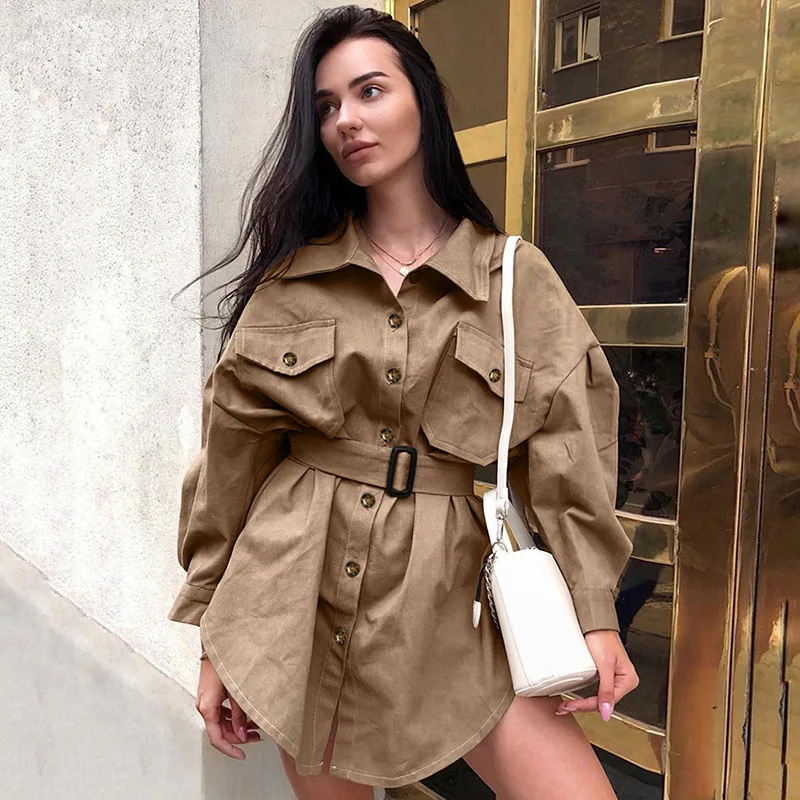 Тренч Женский Повседневный свободный сафари 2020|Женские плащи и тренчи| |