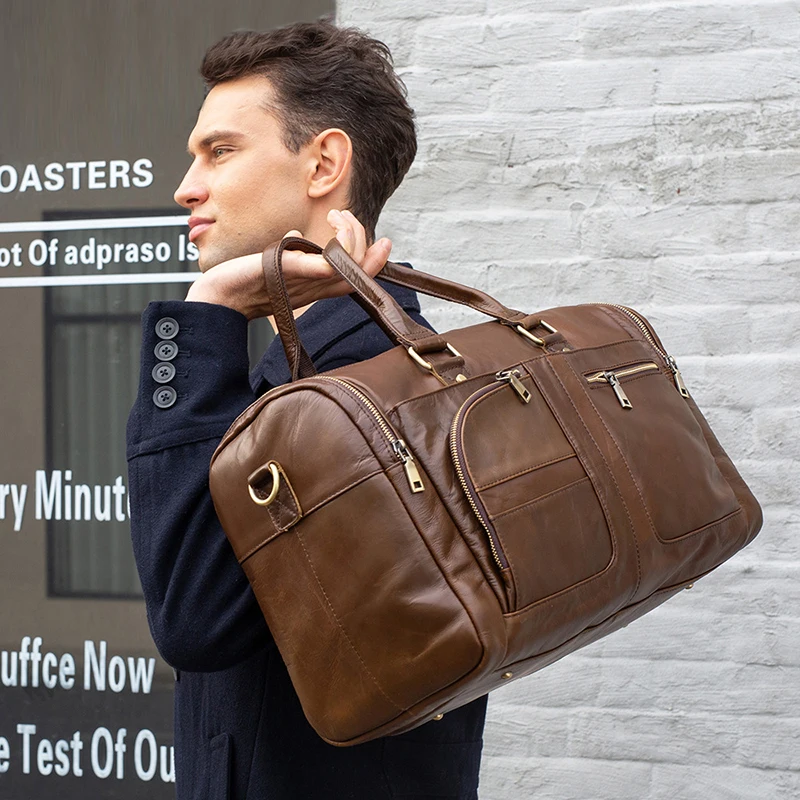 Многофункциональная Мужская Дорожная сумка из натуральной кожи квадратный