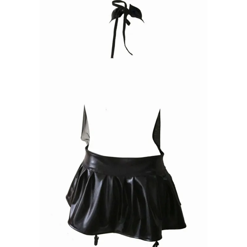 

1PCS Hot Sexy Lingerie Lenceria Costumes Nuisette Sexy Lace Imitation Leather Underwear Skirt Sexy Costume Black Color