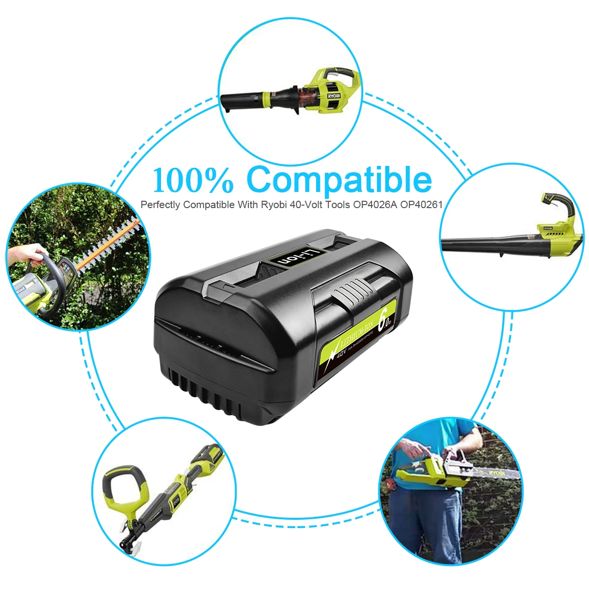 Литий-ионная аккумуляторная батарея Turpow 40 в 6 0 Ач для Ryobi RY40502 RY40200