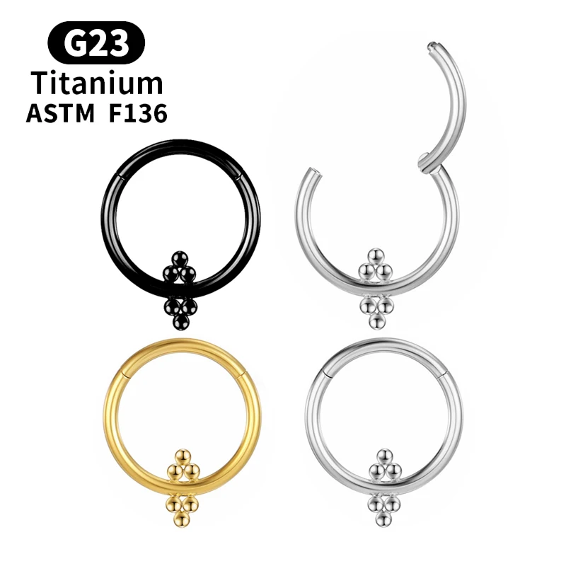 

G23 Titanium Round Ball Nose Hoop Segment Hinged Rings Daith Helix Septum Clicker Ear Tragus Cartilage Labret Piercing Jewelry