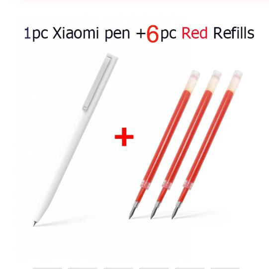 1pen and 6 Red ink Оригинальная ручка-знак Xiaomi Mijia 0,5 мм, швейцарская сменная ручка, Япония, черные чернила, ручки для подписи, школьные канцелярские принадлежности, прочная шариковая ручка - Цвет: 1pen and 6 Red ink