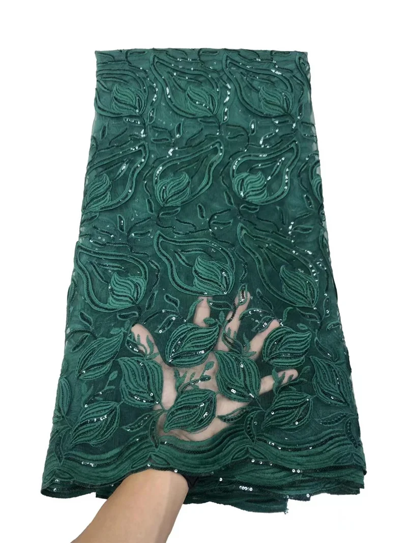 

PGC French Tulle Sequins Lace Fabric 2021 High Quality Lace Material Embroidery Nigerian African Lace Fabric For Sewing NI5475-2