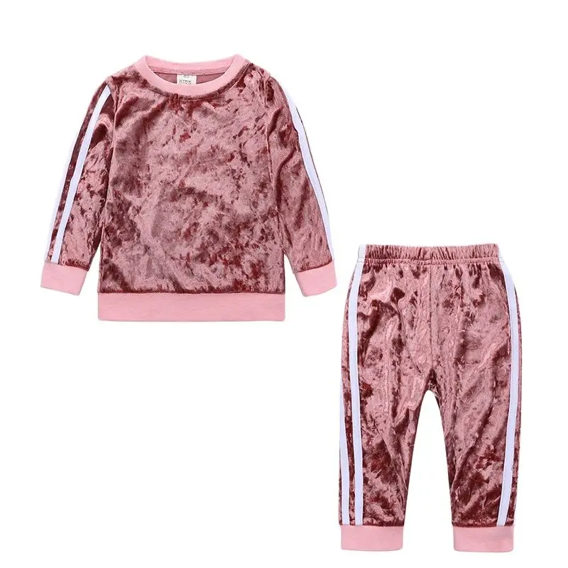 Spring Autumn Girls Clothes Set Baby Kid Velvet Long sleeve T-shirt+Pants Outfits Boys Costume Suit For Toddler Children | Детская
