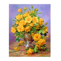 5d poured glue diamond painting kits scalloped edge full round drill yellow flower landscape mosaic crystal embroidery wall art