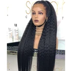 Yaki180 плотность длинный курчавый прямой волоконный синтетический кружевной передний парик для черных женщин предварительно выщипанный с естественной линией волос Детские волосы